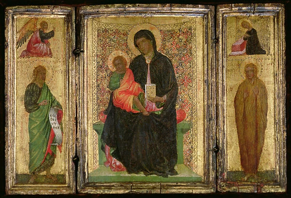 Madonna and Child Enthroned with (L-R) St. John the Baptist with the Angel of