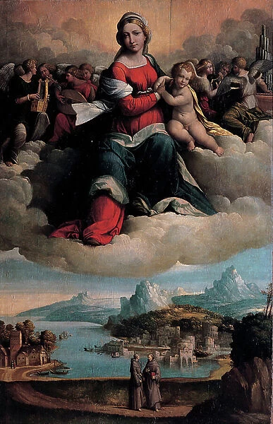 Madonna and Child in glory with the saints Anthony of Padua and Francis, 1530 (oil on canvas)