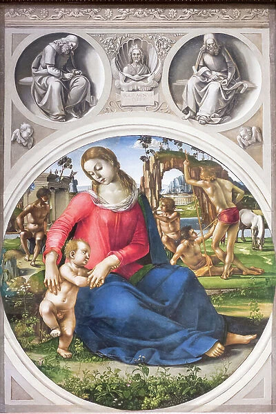 Madonna and Child with Ignudi, 1490 circa, (oil on wood)