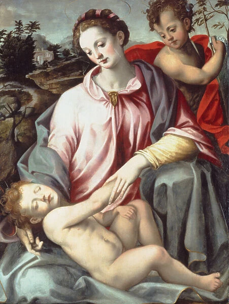 The Madonna and Child with the Infant Saint John the Baptist (oil on panel)