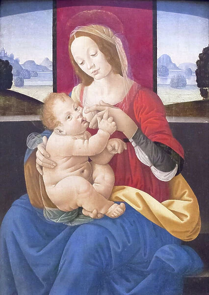 Madonna with Child (oil on wood)
