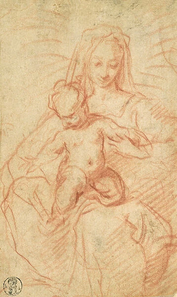 Madonna and Child (red chalk on paper)