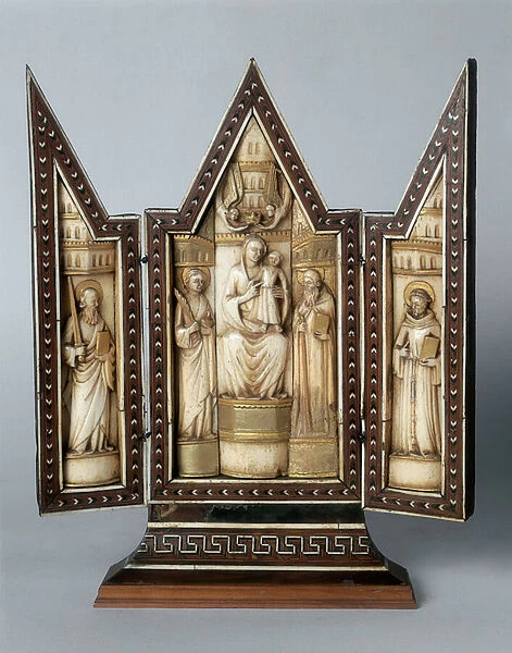 Madonna with Child and Saints, ivory triptych from the Embriachi workshop, conserved at the Galleria Estense in Modena