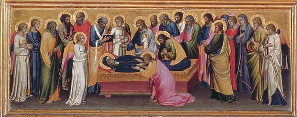 Madonna and Child with Saints, detail from the predella of the Death of the Virgin