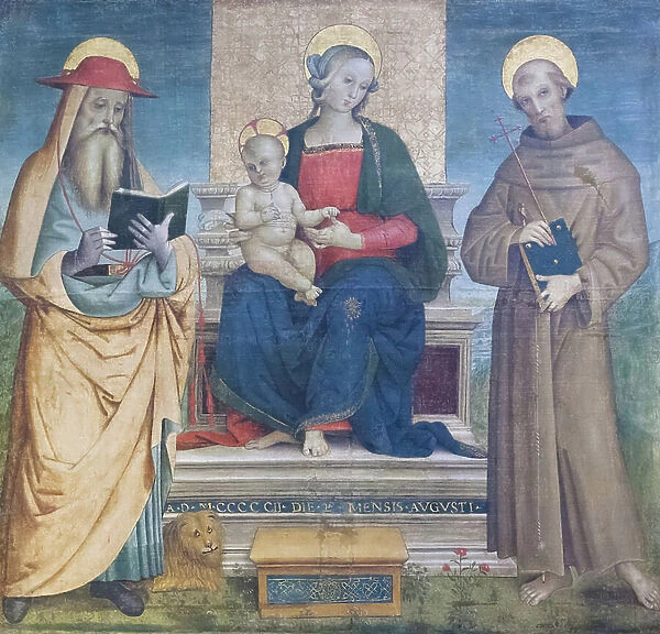 Madonna with Child and Saints (tempera on canvas)