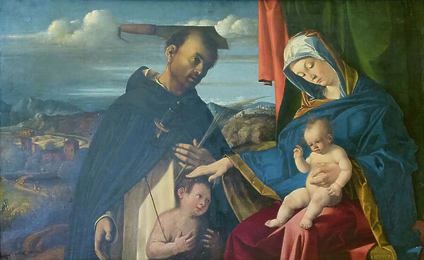 Madonna and Child with St Peter martyr, 1503, Lorenzo Lotto (oil on panel)
