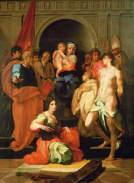 Madonna Enthroned with Ten Saints (oil on panel)
