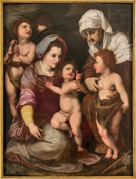 Madonna with Infant Jesus, St. Elisabeth, Infant St. John and two angels, copy from Andrea Del Sarto (oil on panel)