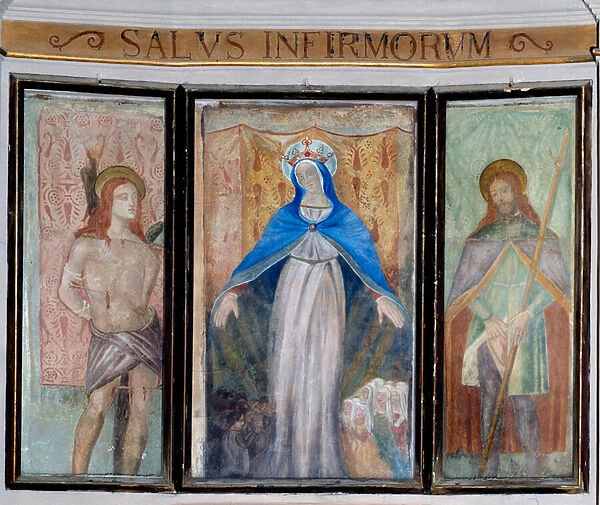 The Madonna, Saint Sebastian and Saint Roch (fresco, 15th century)