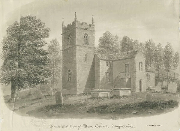 Maer Church: sepia wash drawing, 1843 (drawing)