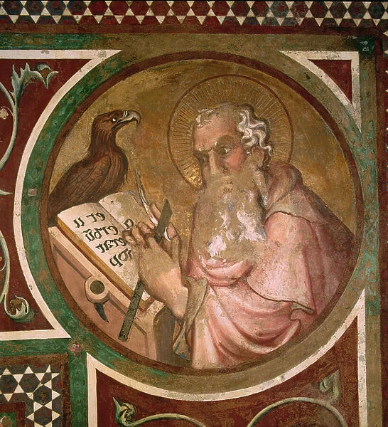 Maesta: St. John the Evangelist, detail from the frame, 1315 (detail of 51591)