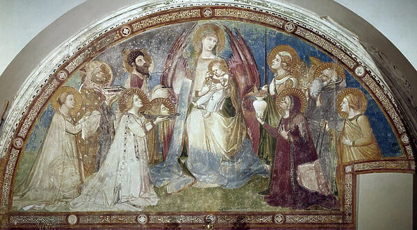 Maesta - The Virgin and Child, surrounded by saints and Archangel Michael (Fresco