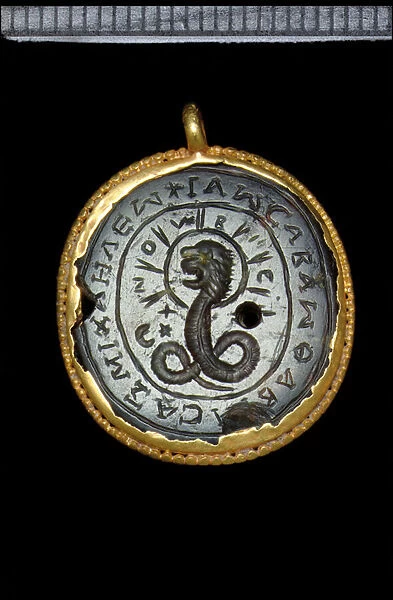 Magical pendant, 3rd - 4th century AD (gold & heliotrope)