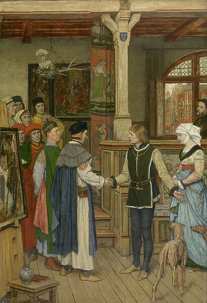 The Magistrates visit the Workshop of Jan van Eyck (oil on canvas)
