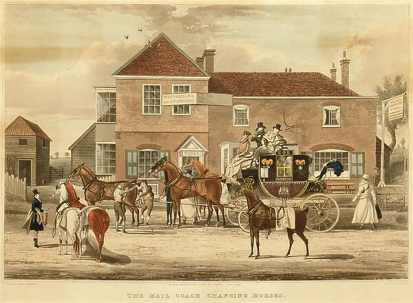 The Mail Coach Changing Horses, c. 1825 (engraving)