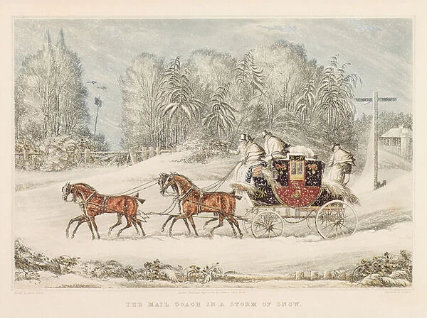 The Mail Coach in a Storm of Snow, 1825 (engraving)