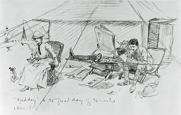 Mail day is the great day of the week, 1903 (drawing)
