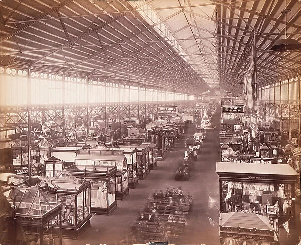 Main Building, from east gallery, Centennial Exhibition, Philadelphia, 1876 (b  /  w photo)
