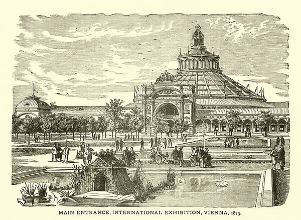 Main Entrance, International Exhibition, Vienna, 1873 (engraving)