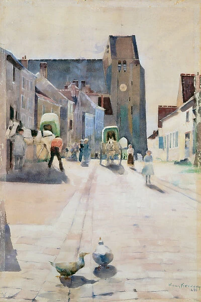The Main Street, Grez-sur-Loing, 1884 (w  /  c on paper)