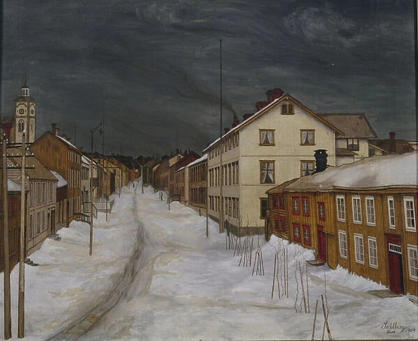 Mainstreet, Roros, 1904 (oil on canvas)