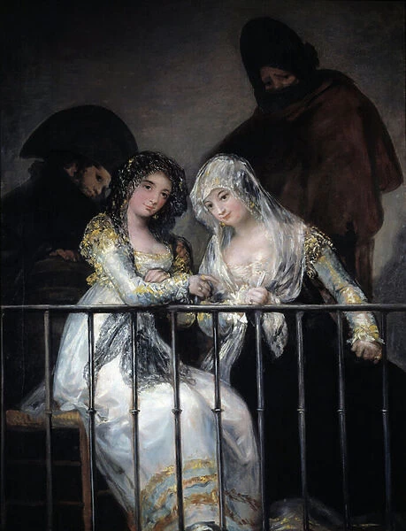 Majas to the balcony. Painting attributed to Francisco De Goya (1746-1828) Ec. Esp