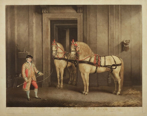 Two of His Majestys State Horses, engraved by William Ward