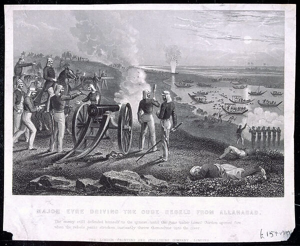 Major Eyre driving the Oude Rebels from Allahabad, published The London Printing