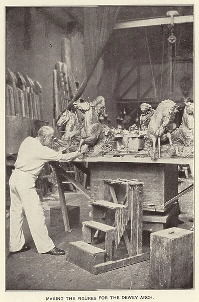 Making the Figures for the Dewey Arch (litho)