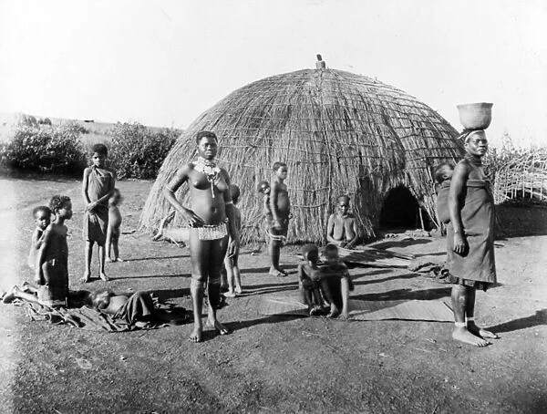Making Mats in Zululand, c. 1895 (b  /  w photo)