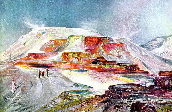 The Mammoth Hot Springs, c.1880 (engraving)