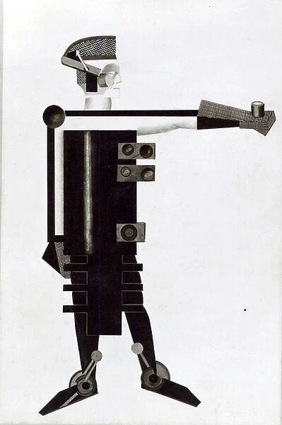 Man - costume design for the film Aelita, 1924 (pencil and gouache on paper) (b / w photo)
