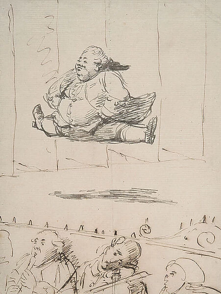 A Man doing the Splits, c.1760-90 (pen & brown and grey ink on paper)