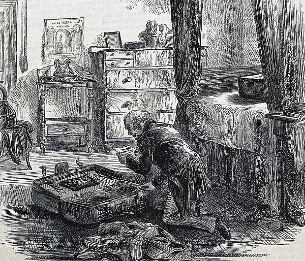 A man going through a dead man's effects, 1850