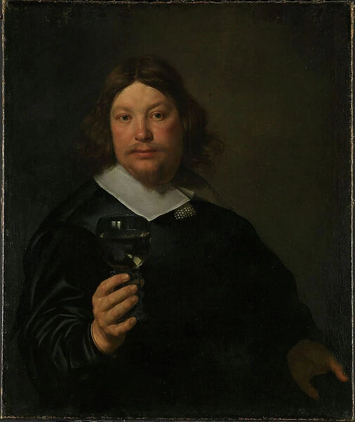 Man holding a Glass of Wine (oil on canvas)