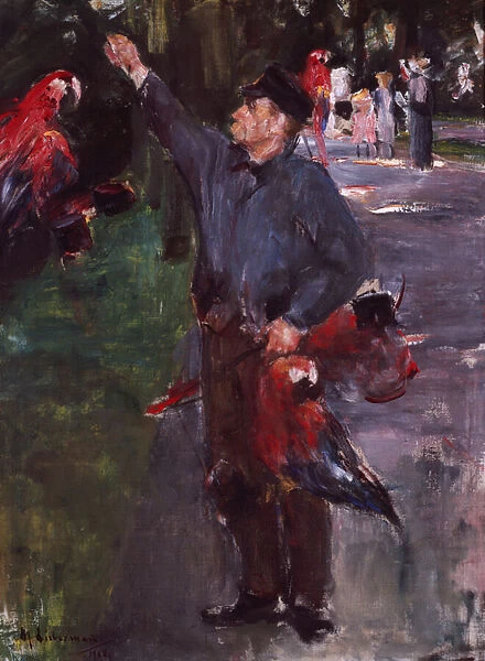 Man with Parrots (oil on canvas)