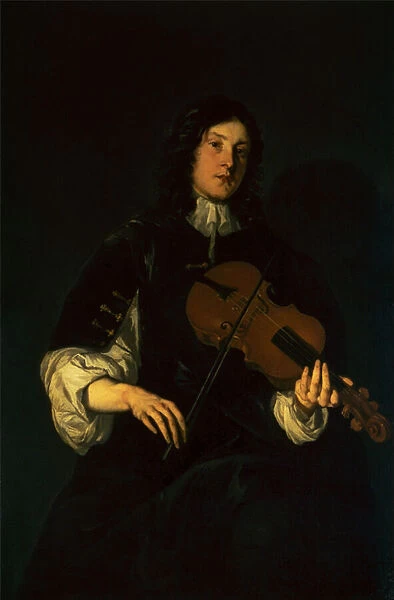 A Man Playing a Violin (oil)