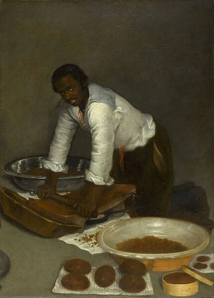 A Man Scraping Chocolate, circa 1680-1780 (oil on canvas)