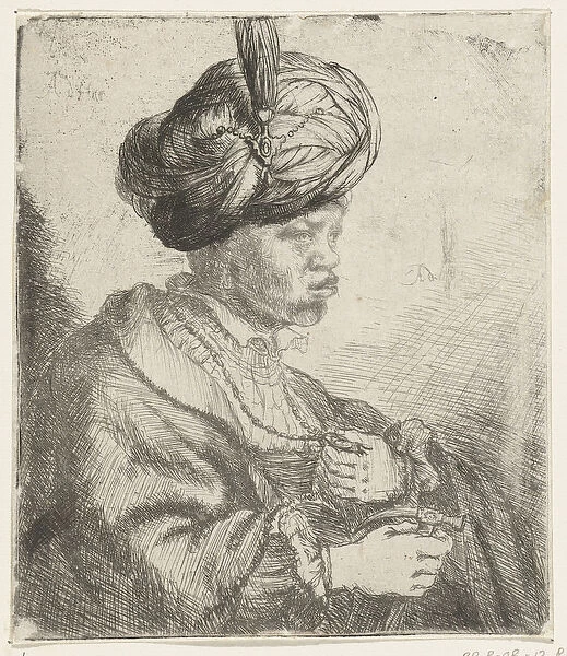 Man with turban, c. 1660-70 (etching)
