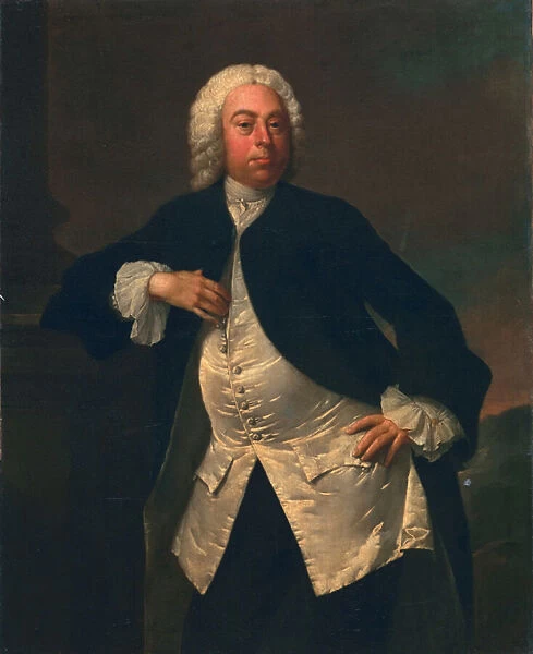 Man in a white silk waistcoat, c. 1745-50 (oil on canvas)