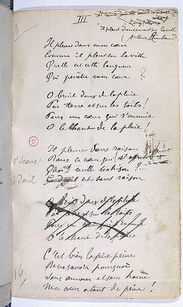 Manucript of Ariettes Oublies, III from Romances Sans Parole