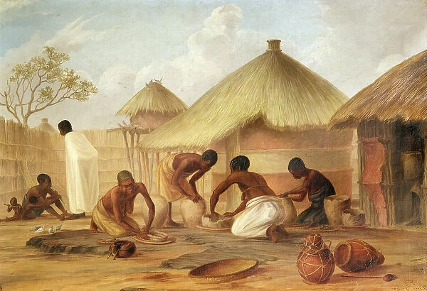 Manufacture of Sugar at Katipo - Making the panellas or pots to contain it, 1859