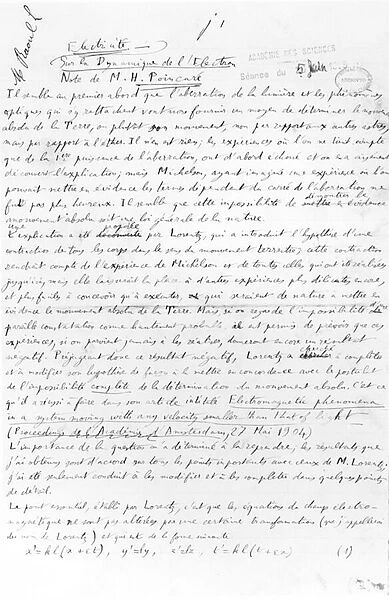 Manuscript on electron dynamics, 5th June 1905 (pen and ink on paper)