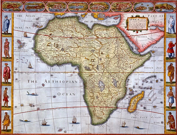 Map of Africa (hand-coloured engraving)