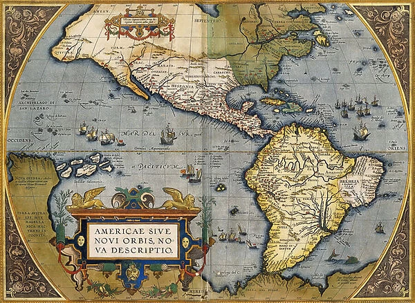 A Map of America, 1612 (hand-coloured engraving)