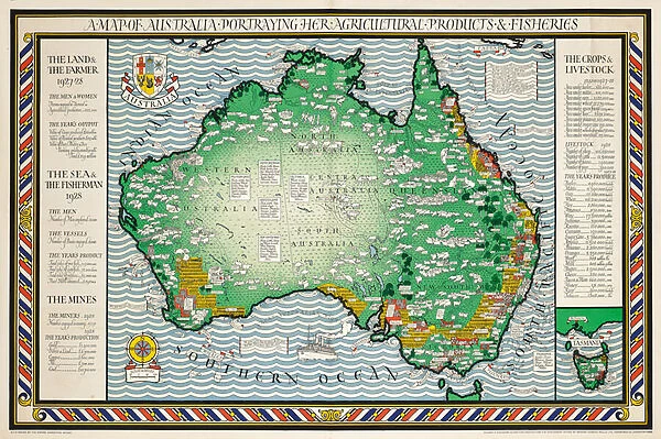 A Map of Australia, 1930 (colour litho)
