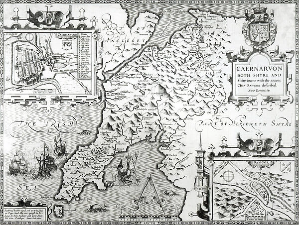 Map of Caernarvon, 1616 (engraving) (b  /  w photo)