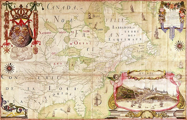 Map of Canada, from Carte de l Amerique Septentrionale (coloured engraving)
