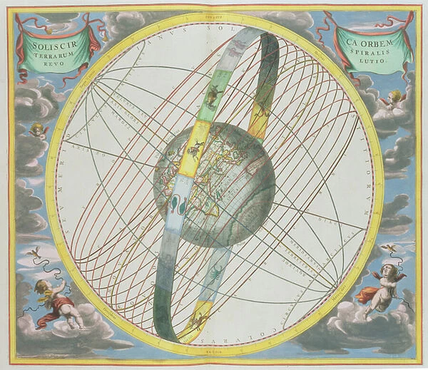 Map Charting the Orbit of the Moon around the Earth, from A Celestial Atlas