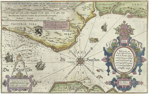 Map of the Coast of Flanders, Normandy and England, 1580-81 (engraving)